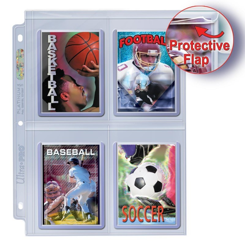 UP - 4-Pocket Secure Platinum Page for Toploaders Display (100 Pages)