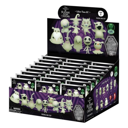 Nightmare Before Christmas 3D PVC Bag Clips  Glow in the Dark Series 8 Display (24) | 0077764227202