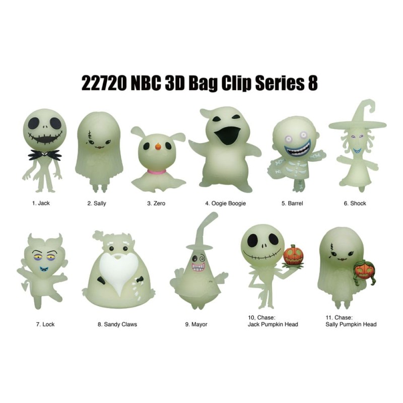 Nightmare Before Christmas 3D PVC Bag Clips  Glow in the Dark Series 8 Display (24) | 0077764227202