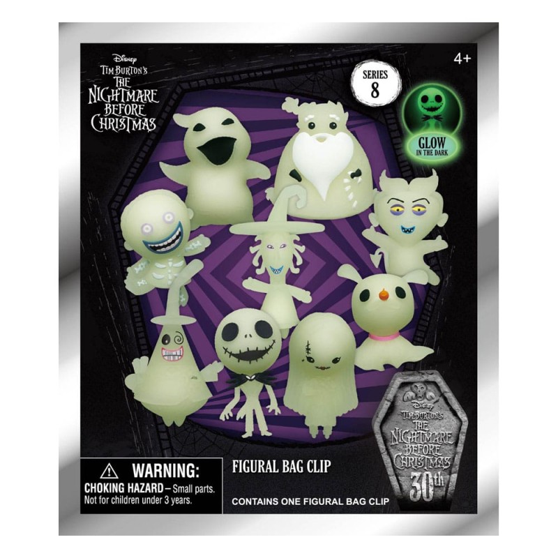 Nightmare Before Christmas 3D PVC Bag Clips  Glow in the Dark Series 8 Display (24) | 0077764227202