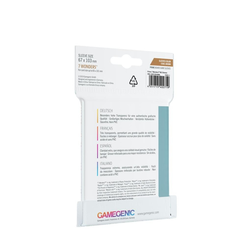 Gamegenic - Bruin - 7 Wonders Sleeves Prime 67x103 (80 stukken)