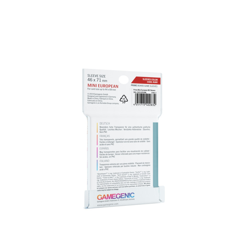 Gamegenic - Ruby Mini European - Sleeves Prime 46X71 Ruby (50 pcs)
