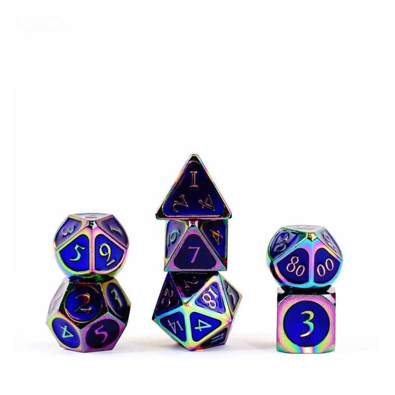 FanRoll pack dés Rainbow with Blue Enamel (7) | 0680599383304