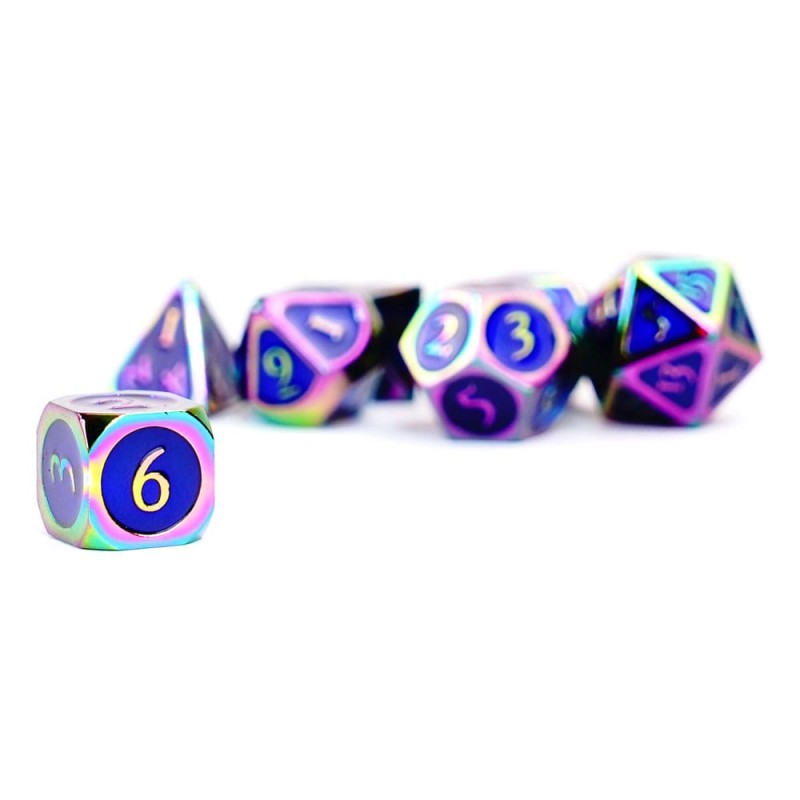 FanRoll pack dés Rainbow with Blue Enamel (7) | 0680599383304