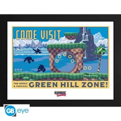 Sonic - Ingelijste poster "Green Hill Zone"