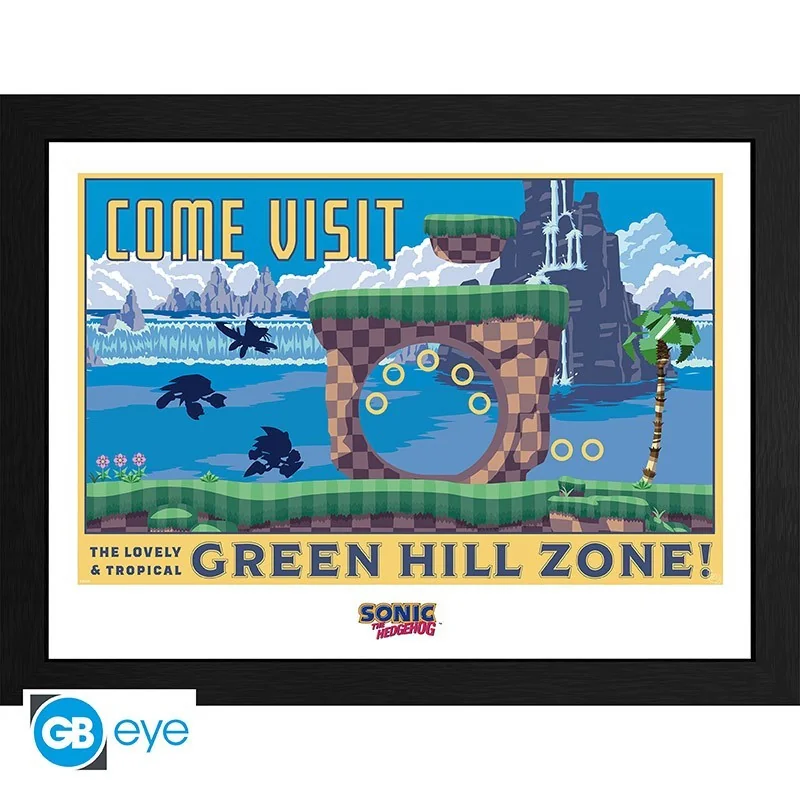 Sonic - Poster encadré "Green Hill Zone"