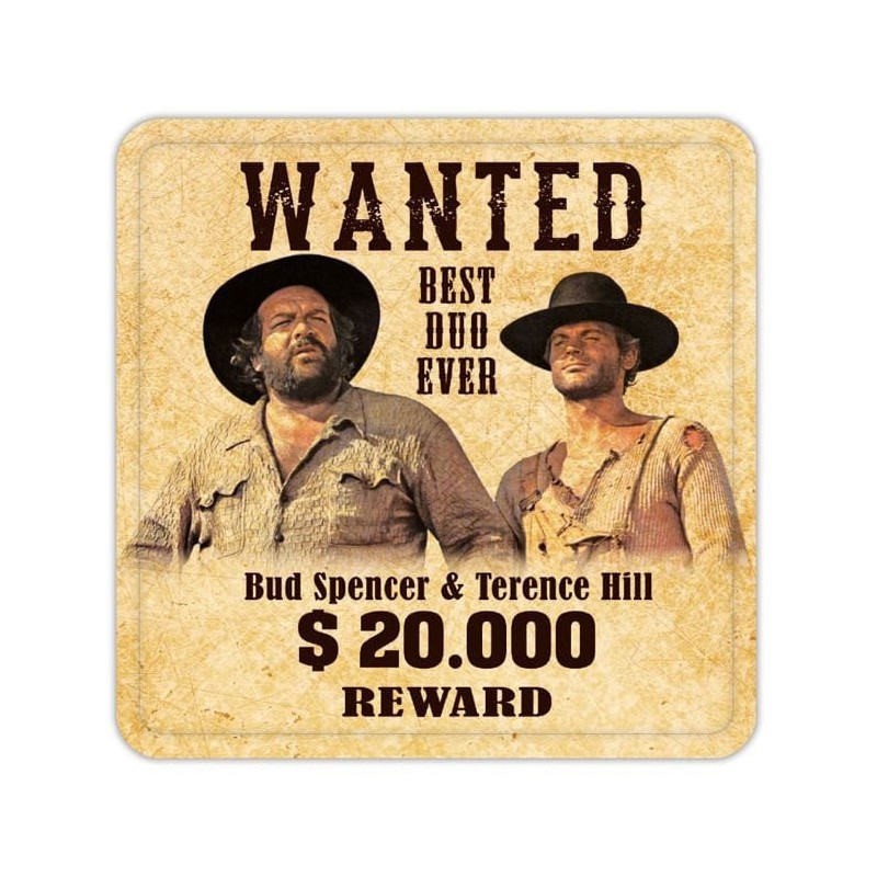Bud Spencer & Terence Hill Tin coasters Wanted 10 x 10 cm | 4250778143898
