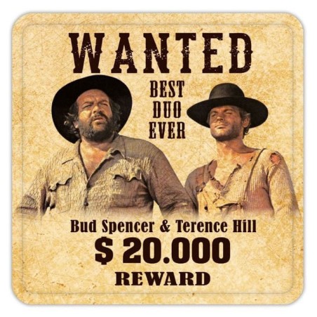 Bud Spencer & Terence Hill Tin coasters Wanted 10 x 10 cm | 4250778143898
