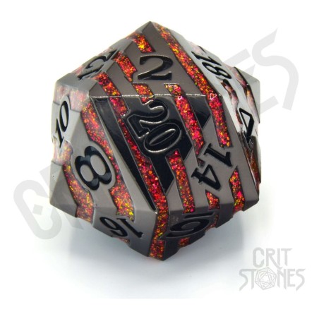 CritStones Metal Dice D20 Pyroblade 3 cm | 8721008309484
