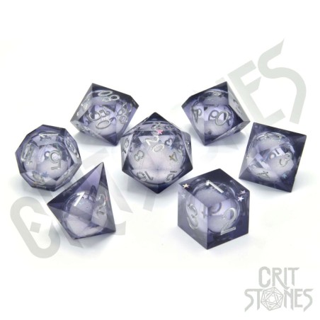 CritStones Liquid Core Dice Set Orbital Tide (silver ink) (7) | 8721117600458