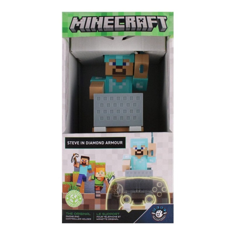 Minecraft Steve in Diamond Armour Cable Guys Controller Holder and Phone Stand 22cm | 5060525897252