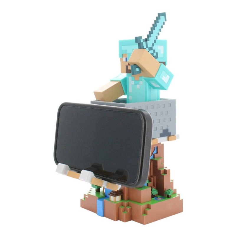 Minecraft Steve in Diamond Armour Cable Guys Controller Holder and Phone Stand 22cm | 5060525897252