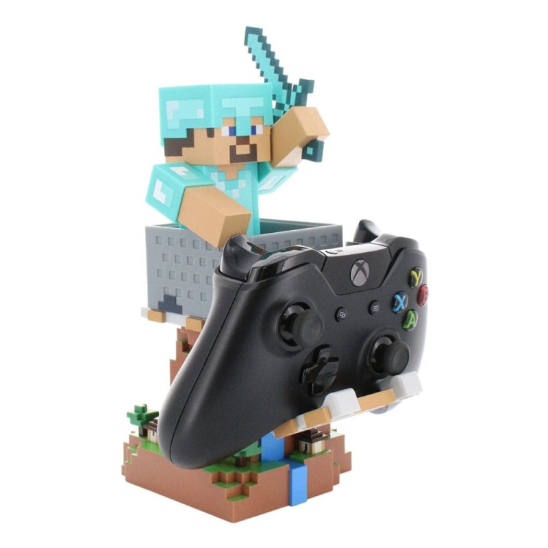 Minecraft Steve in Diamond Armour Cable Guys Controller Holder and Phone Stand 22cm | 5060525897252