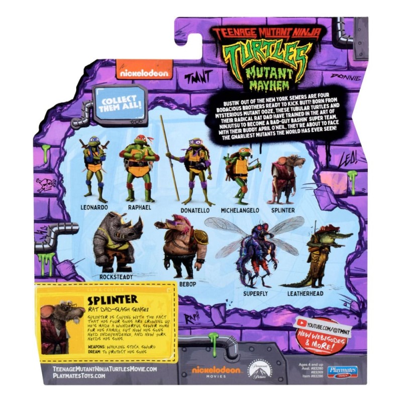 Tortues Ninja: Mutant Mayhem figurine Splinter 10 cm  | 0043377355069