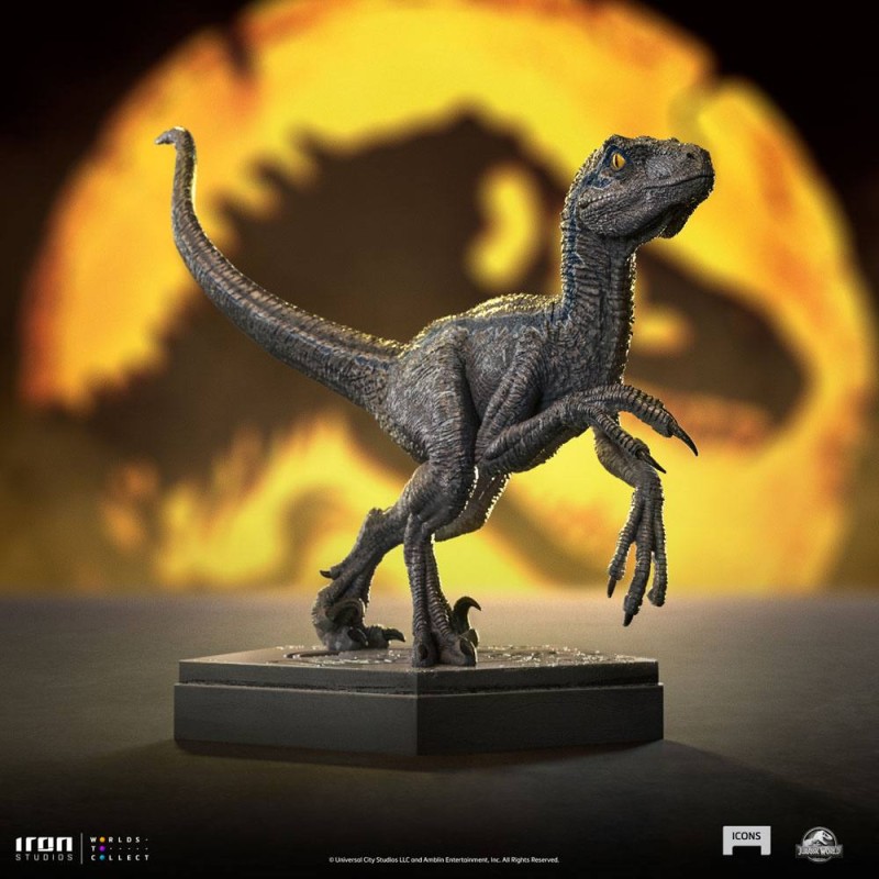 Jurassic World Icons Statue Velociraptor Blue 9 cm | 0618231952045