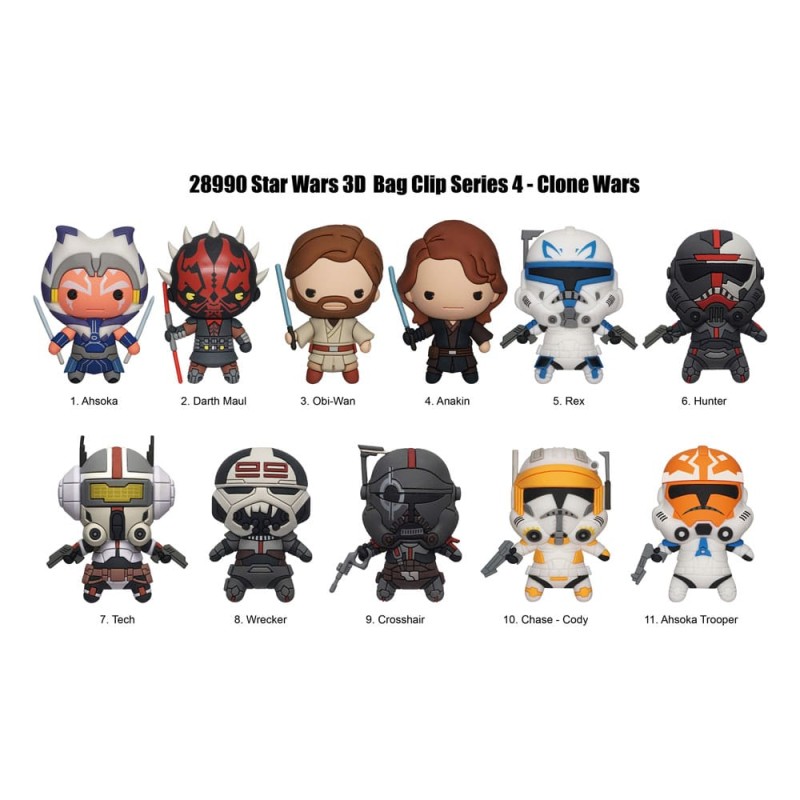Star Wars Clone Wars 3D PVC Bag Clips  Series 4 Display (24) | 0077764289903