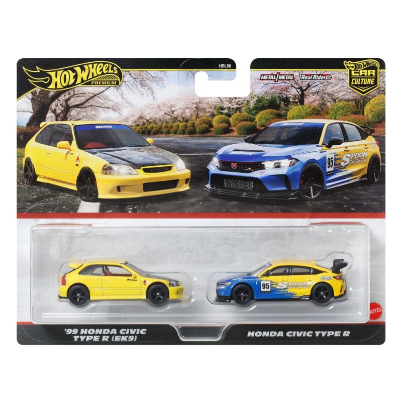 Hot Wheels Premium Car Culture Diecast Vehicle 2-Pack 1/64 '99 Honda Civic Type R (EK9) & Honda Civic Type R | 0194735262571