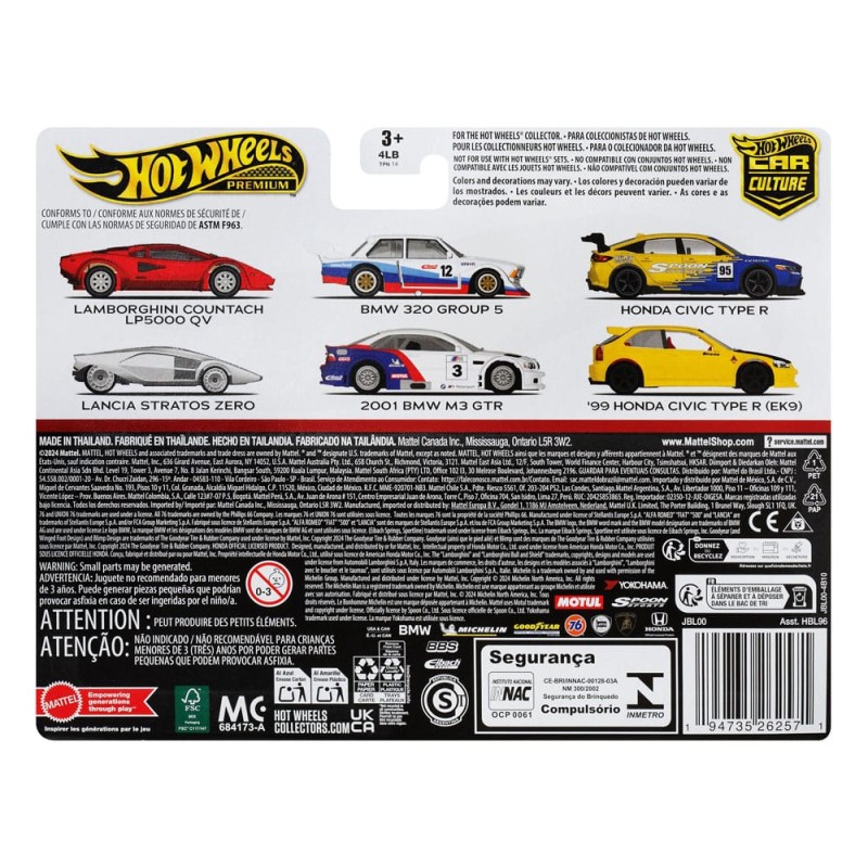 Hot Wheels Premium Car Culture Diecast Vehicle 2-Pack 1/64 '99 Honda Civic Type R (EK9) & Honda Civic Type R | 0194735262571