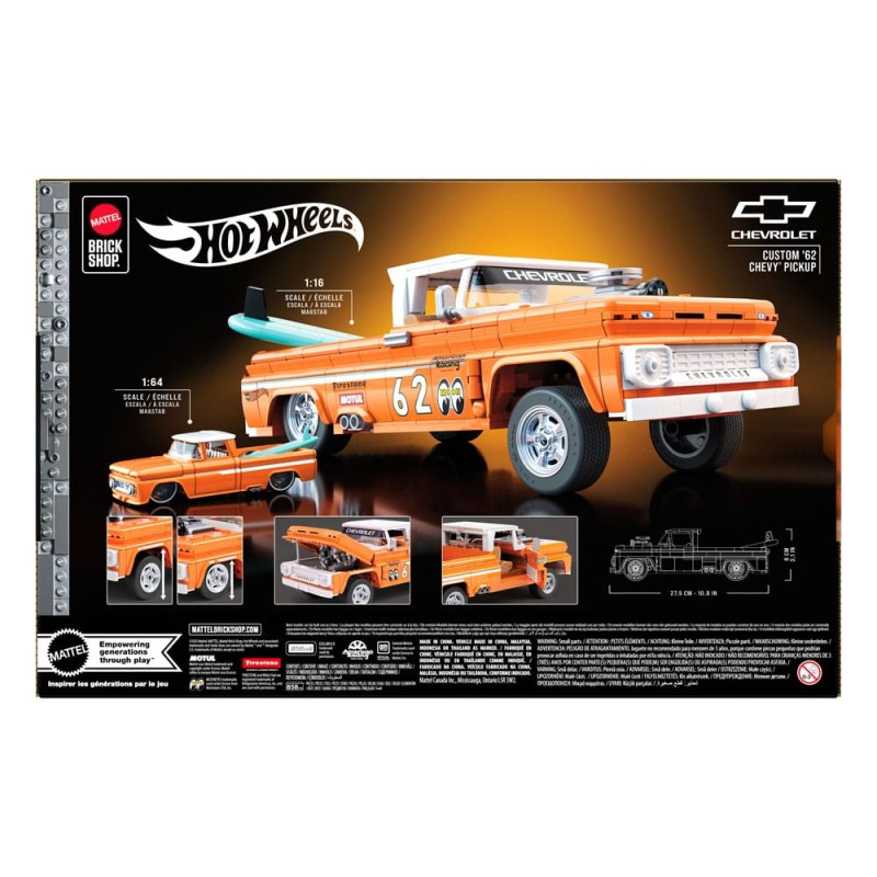 Mattel Brick Shop Hot Wheels Elite Series Building Set 1/16 Custom '62 Chevy Pickup | 0194735304820