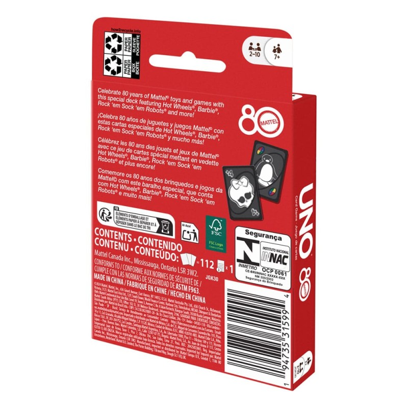 Mattel 80th Anniversary UNO Card Game Ruby Red | 0194735315994