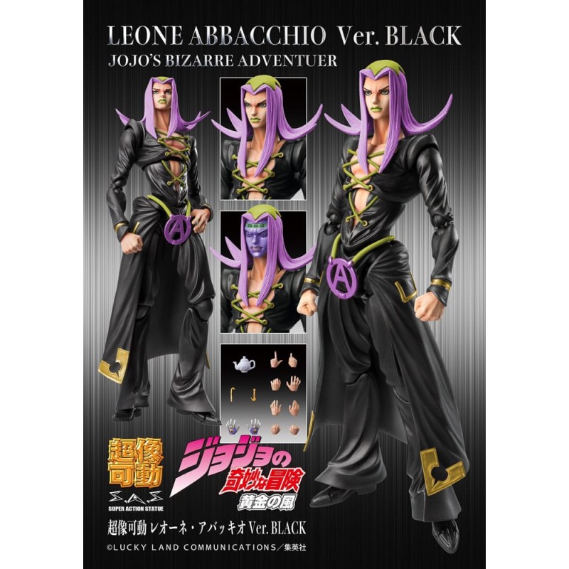 JoJo's Bizarre Adventure Part 5 Super Action Action Figure Chozokado Leone Abbacchio Black Ver. 16 cm | 4570188463981