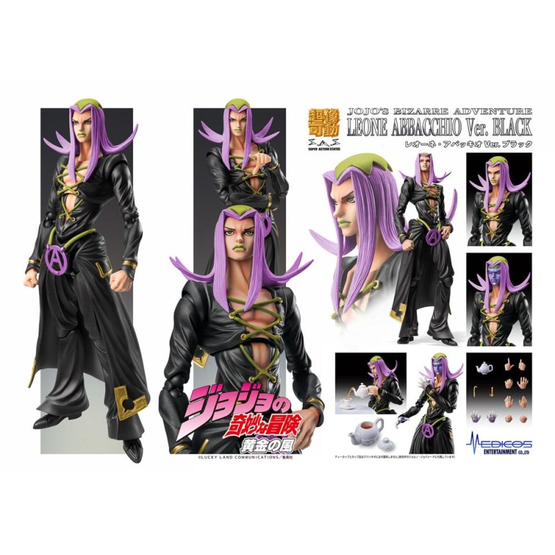 JoJo's Bizarre Adventure Part 5 Super Action Action Figure Chozokado Leone Abbacchio Black Ver. 16 cm | 4570188463981