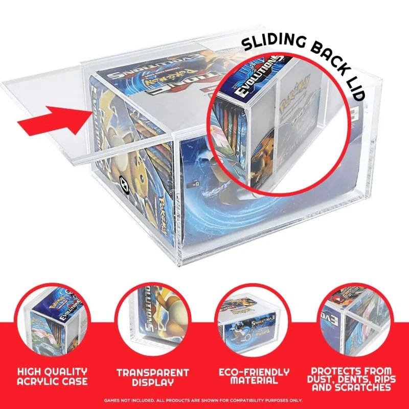 Evoretro Acrylic Display Case for Booster Boxes / Elite Trainer Boxes Ver. 1 with Sliding Lid | 3760265297573