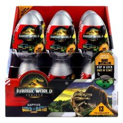 Jurassic World Rebirth Pop N Lock Breach Blind Box Captivz Build n Battle Dinos Display (12) 