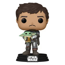 Star Wars The Mandalorian figuur Funko POP! TV Vinyl The Mandalorian met Grogu 9 cm | 889698545259