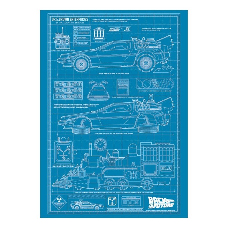 Retour vers le futur lithographie Time Machine Blueprint Limited Edition 42 x 30 cm | 5060948294522