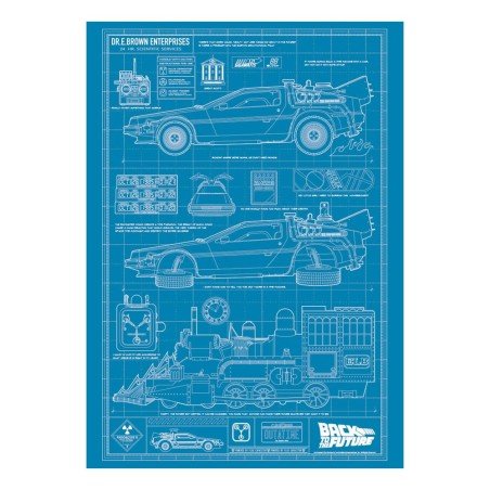 Retour vers le futur lithographie Time Machine Blueprint Limited Edition 42 x 30 cm | 5060948294522