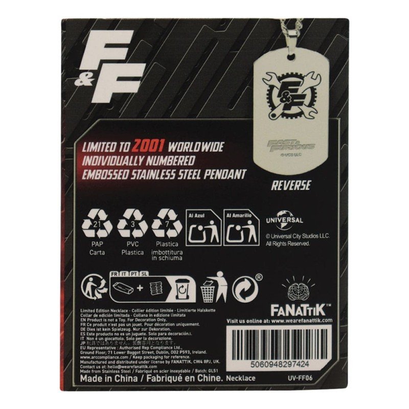 Fast & Furious pendentifs Dog Tag | 5060948297424