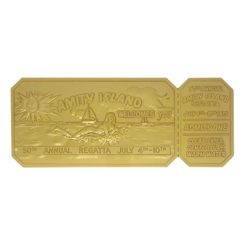 Jaws réplique 1/1 50th Anniversary Regatta Ticket 24k Gold Plated | 5060948297363