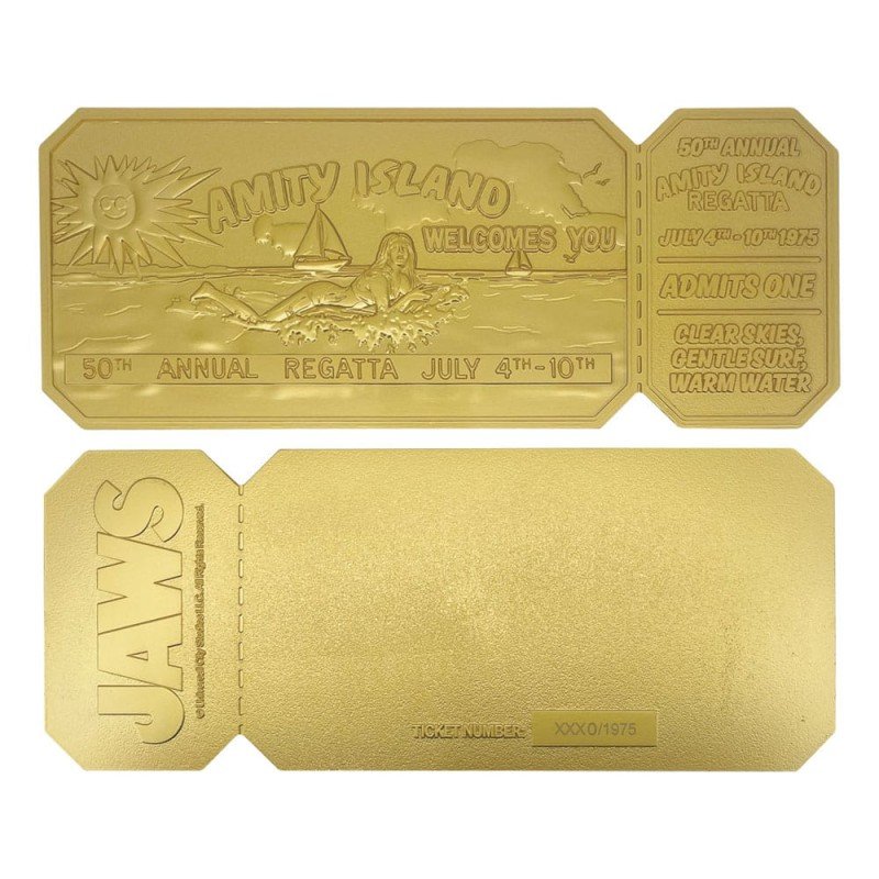 Jaws réplique 1/1 50th Anniversary Regatta Ticket 24k Gold Plated | 5060948297363