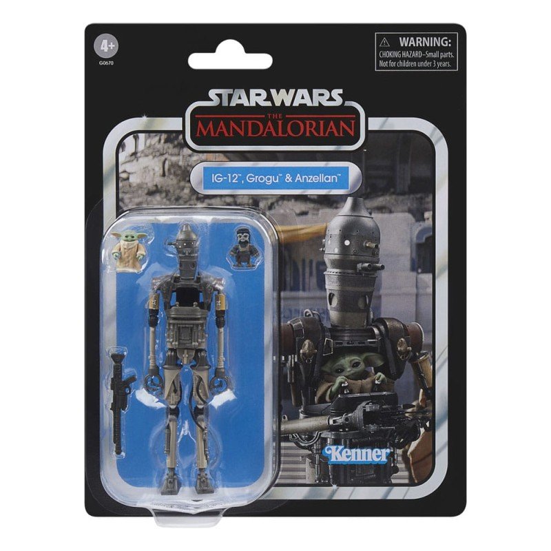 Star Wars: The Mandalorian Vintage Collection pack 3 figurines IG-12, Grogu & Anzellan 10 cm | 5010996292094