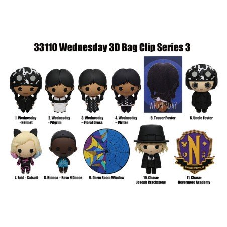 Wednesday présentoir porte-clés sac à dos 3D seriés 3 (24) | 0077764331107
