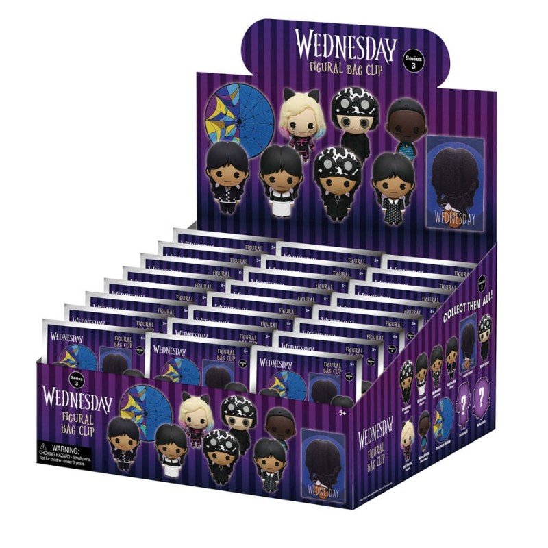 Wednesday 3D PVC Bag Clips Series 3 Display (24) | 0077764331107