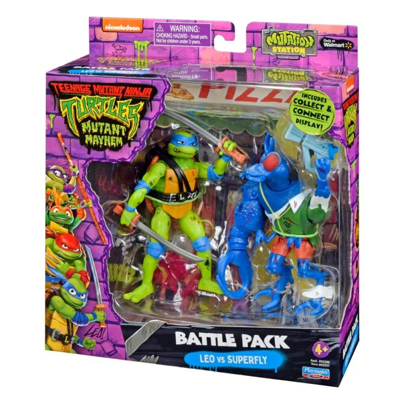 Tortues Ninja figurines Leonardo vs. Super Fly 11 cm | 0043377833314