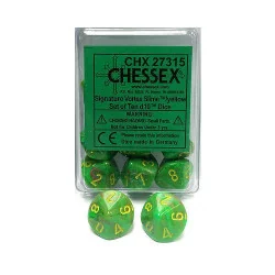 Chessex Dobbelsteenset d10 (10 dobbelstenen) - VORTEX - Slijm/Geel | 601982024482