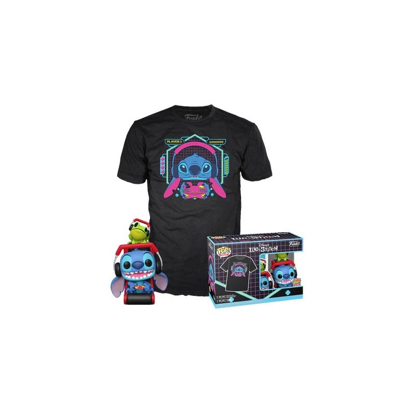 Lilo & Stitch POP! & Tee Box Gmr Stitch w/frog Size M | 0889698857611
