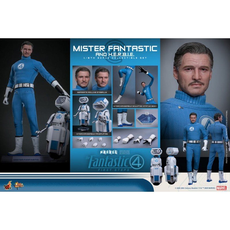 Les Quatre Fantastiques : Premiers pas pack 2 figurines Movie Masterpiece 1/6 Mister Fantastic & H.E.R.B.I.E. 30 cm | 4895228622471