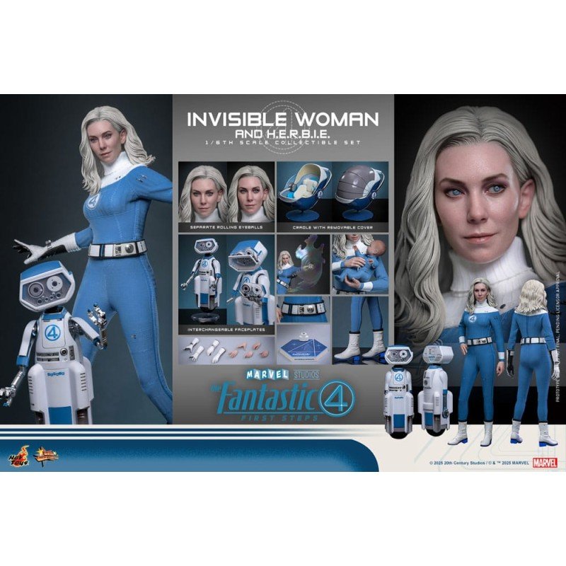 Les Quatre Fantastiques : Premiers pas pack 2 figurines Movie Masterpiece 1/6 Invisible Woman & H.E.R.B.I.E. 28 cm | 4895228622518