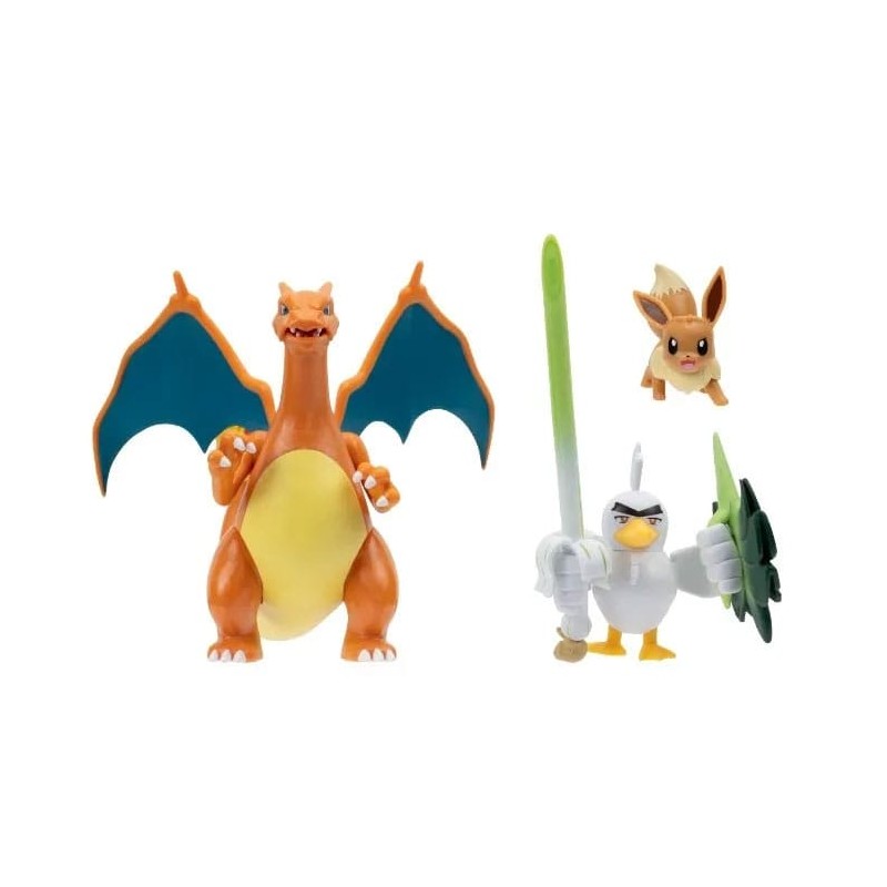 Pokémon pack 3 figurines Évoli, Palarticho & Dracaufeu | 0191726477747