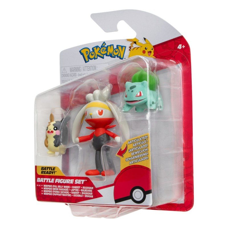 Pokémon pack 3 figurines Battle Figure Set Morpeko, Bulbizarre no.1, Lapyro 5 cm | 0191726481348
