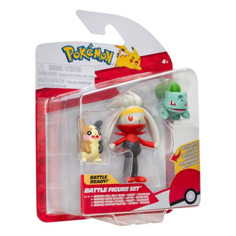 Pokémon pack 3 figurines Battle Figure Set Morpeko, Bulbizarre no.1, Lapyro 5 cm | 0191726481348