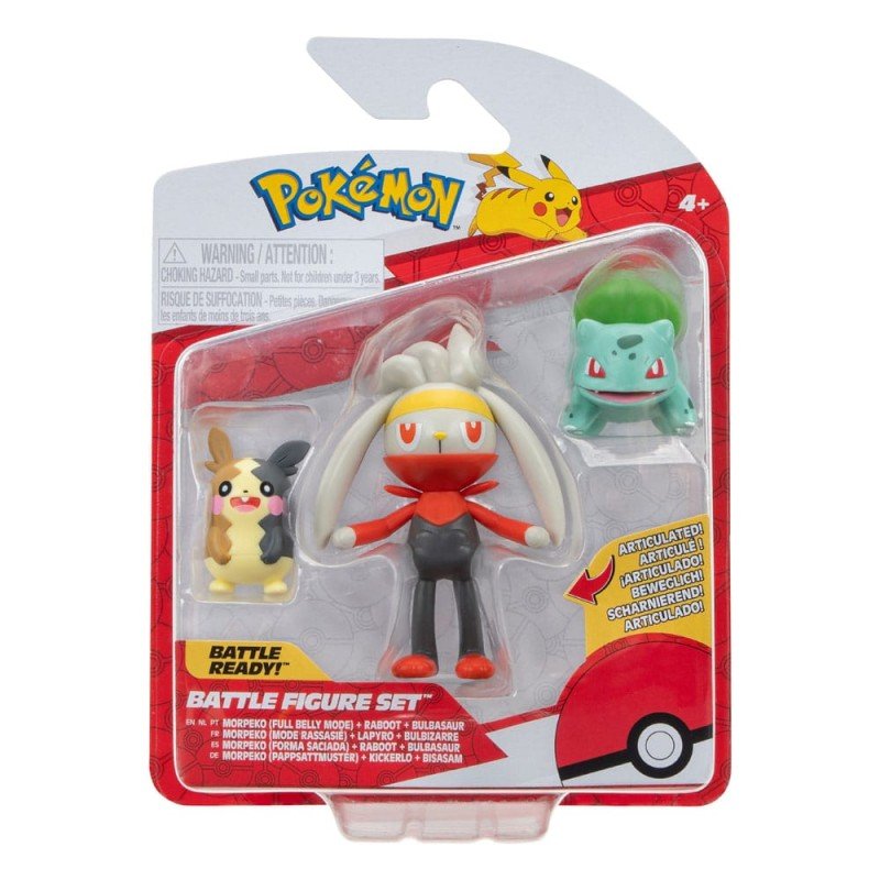 Pokémon pack 3 figurines Battle Figure Set Morpeko, Bulbizarre no.1, Lapyro 5 cm | 0191726481348