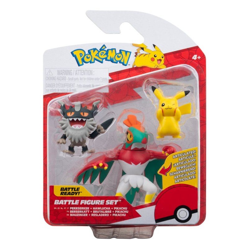 Pokémon pack 3 figurines Battle Figure Set Pikachu no.8, Perrserker, Hawlucha 5 cm | 0191726709428