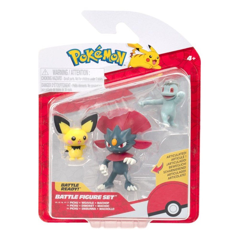 Pokémon pack 3 figurines First Partner Battle Figure Set Pichu, Machoc & Dimoret | 0191726755975
