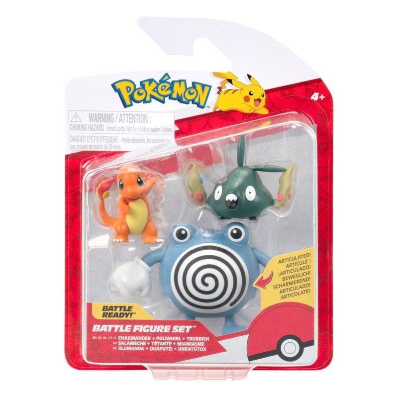 Pokémon pack 3 figurines First Partner Battle Figure Set Salamèche, Miamiasme & Têtarte | 0191726755982