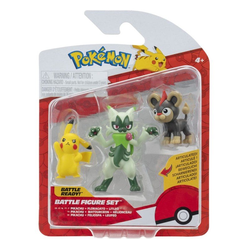Pokémon pack 3 figurines First Partner Battle Figure Set Hélionceau, Pikachu & Matourgeon | 0191726756019